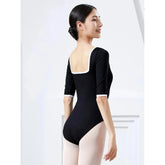 Half-Sleeved Boat Neck Leotard